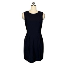 Theory Navy Black Wool Sleeveless Pleated Mini Dress  6