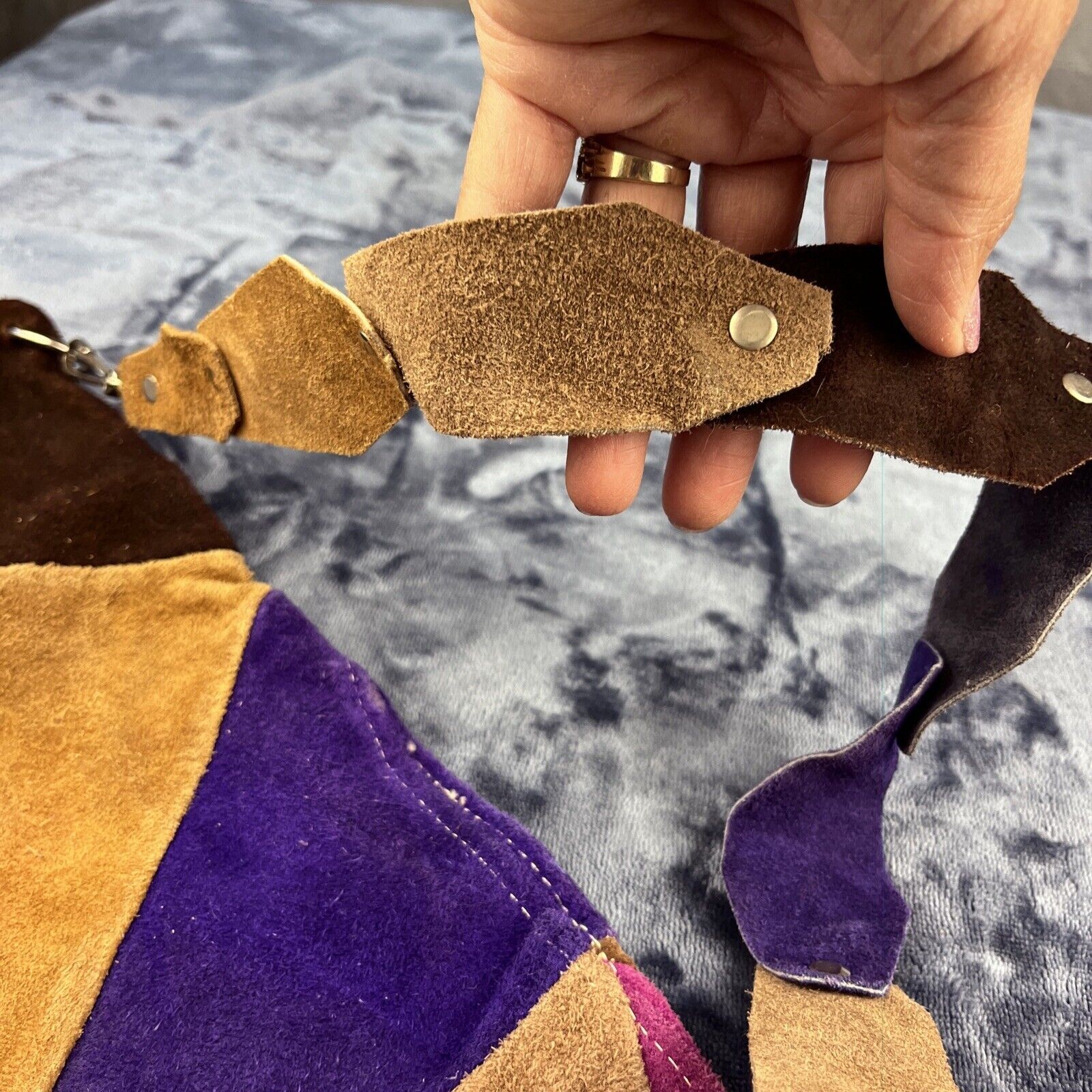 Patchwork Leather Sling Bag Handmade Canteen Hold… - image 7