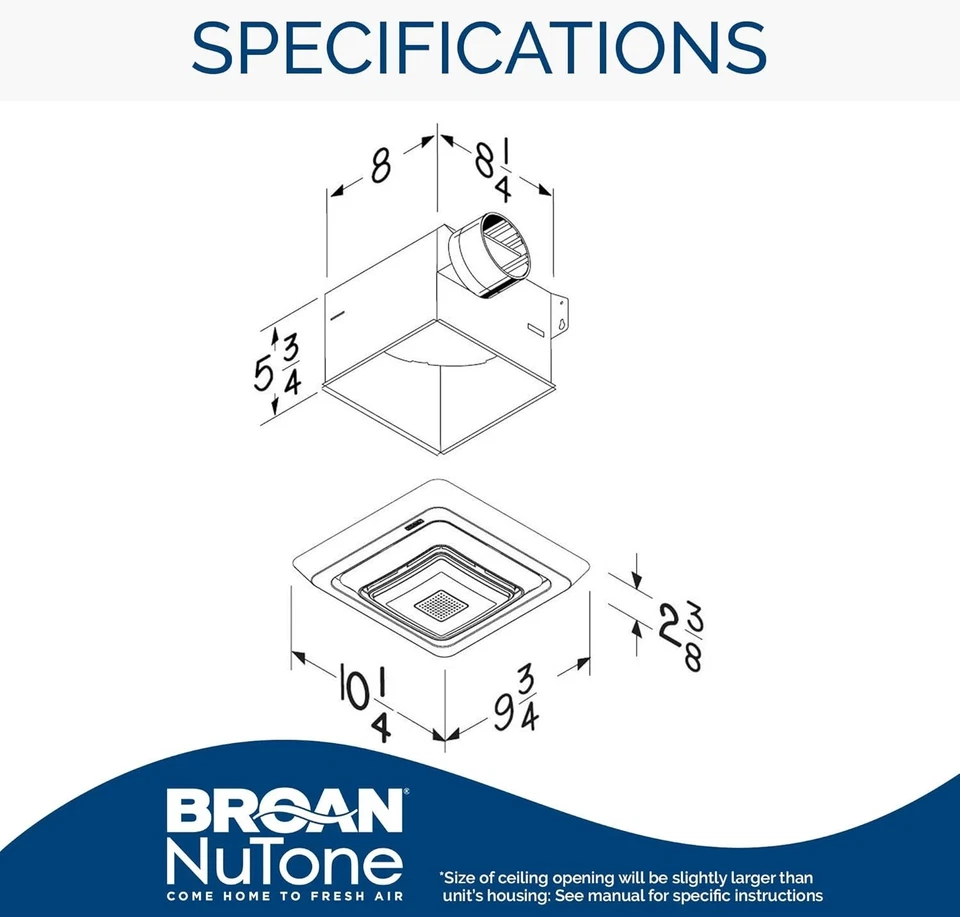 Broan Bathroom fan with LED Light and Bluetooth Speaker 80 CFM - Image 4 of 4
