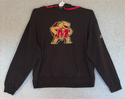 Maryland Terrapins Hoodie Sweatshirt Mens 2XL Black BIG Stitched Logo Pullover