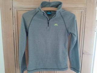 Boys Trespass fleece AT100 age 9 10 grey with green trim great condition