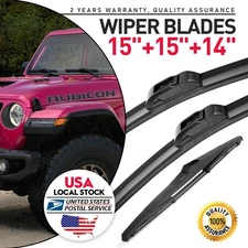 15"/15"/14" OEM Front&Rear Windshield Wiper Blades For Jeep Wrangler 00-2022