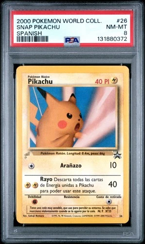 2000 POKEMON PIKACHU WORLD COLL SPANISH #26 SNAP PIKACHU PSA 8