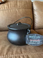 Smith and Clark Cast Iron Halloween Cauldron 4qt Cauldron Pot with Handle
