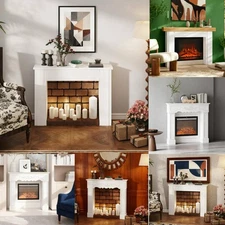 Fireplace Mantel Freestanding Fireplace Surround with Leg for Electric Fireplace