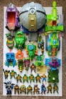 TMNT LARGE LOT OF FIGURES, VEHICLES, TECHNO DROME TURTLE BLIMP VINTAGE PLAYMATES