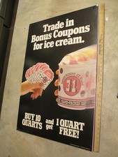 Baskin Robbins ice cream 1984 TRADE coupons premium quarts store display sign