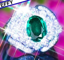 EFFY Emerald Ring 18K Gold 5.52ct COLOMBIAN Emerald Diamond Ring Vintage ESTATE