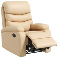 HOMCOM Poltrona Relax Reclinazione Manuale con Poggiapiedi in Finta Pelle Beige