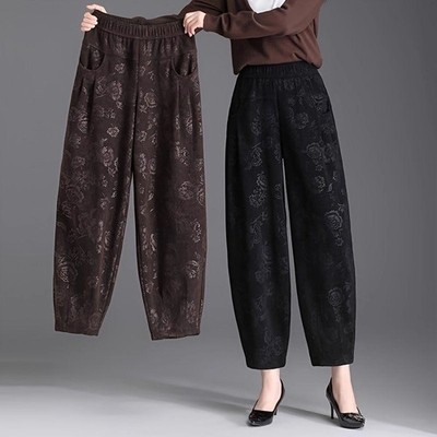 Damen Fleecefutter Hose Bedruckt Retro Bloomers Hose Gekürzt Hose