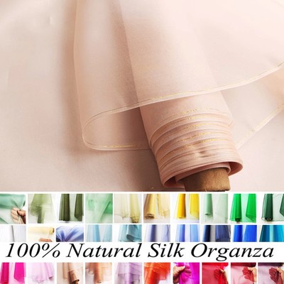 By Yard Stiff Transparent Silk Gauze 100 Natural Silk Organza Fabric Wedding Diy