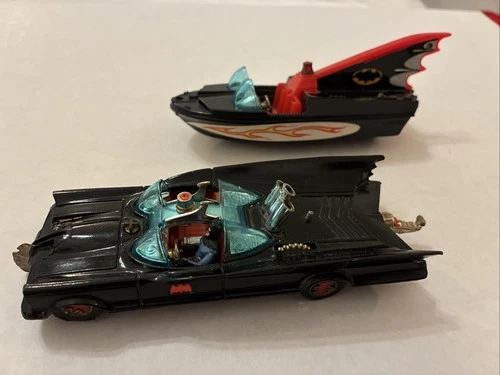 Vintage 1960s Corgi Batmobile and Glastron Bat Boat