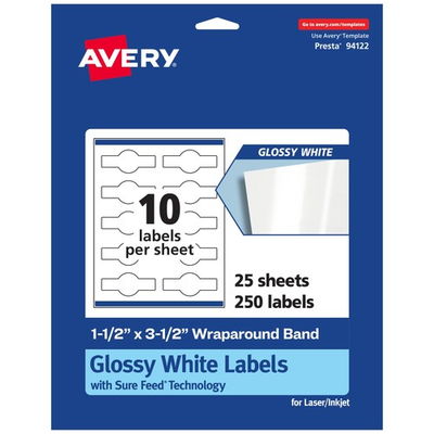 #ad Avery Glossy White Wraparound Band Labels Sure Feed Technology 1.5 X 3.5 Cigar $52.45