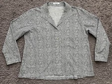 VITAMIN Button Up Top Long Sleeve White Black Dots Women's XL 100% Cotton USA