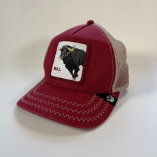 GOORIN BROS The Farm Bull Trucker Hat Snapback Patch One Size Red Mesh
