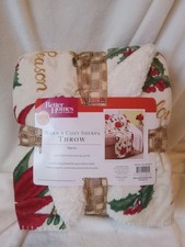 Christmas Velvet/Sherpa Reversible Plush Throw 50 X 60 Limited Edition 2012