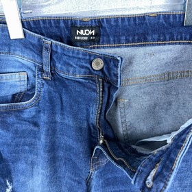 Nuon Rodeo Crop Jeans Distressed Medium Wash Mid Rise Women's Blue Size W34