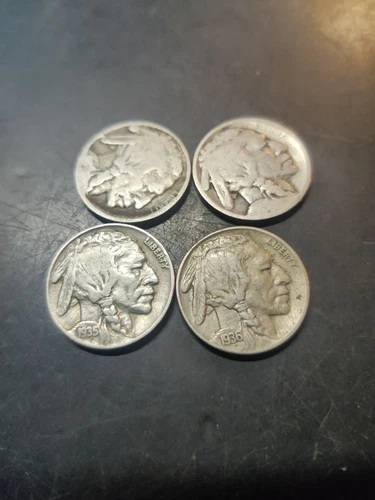 4 Buffalo Nickels 1930, 1935, 1936 & 1937
