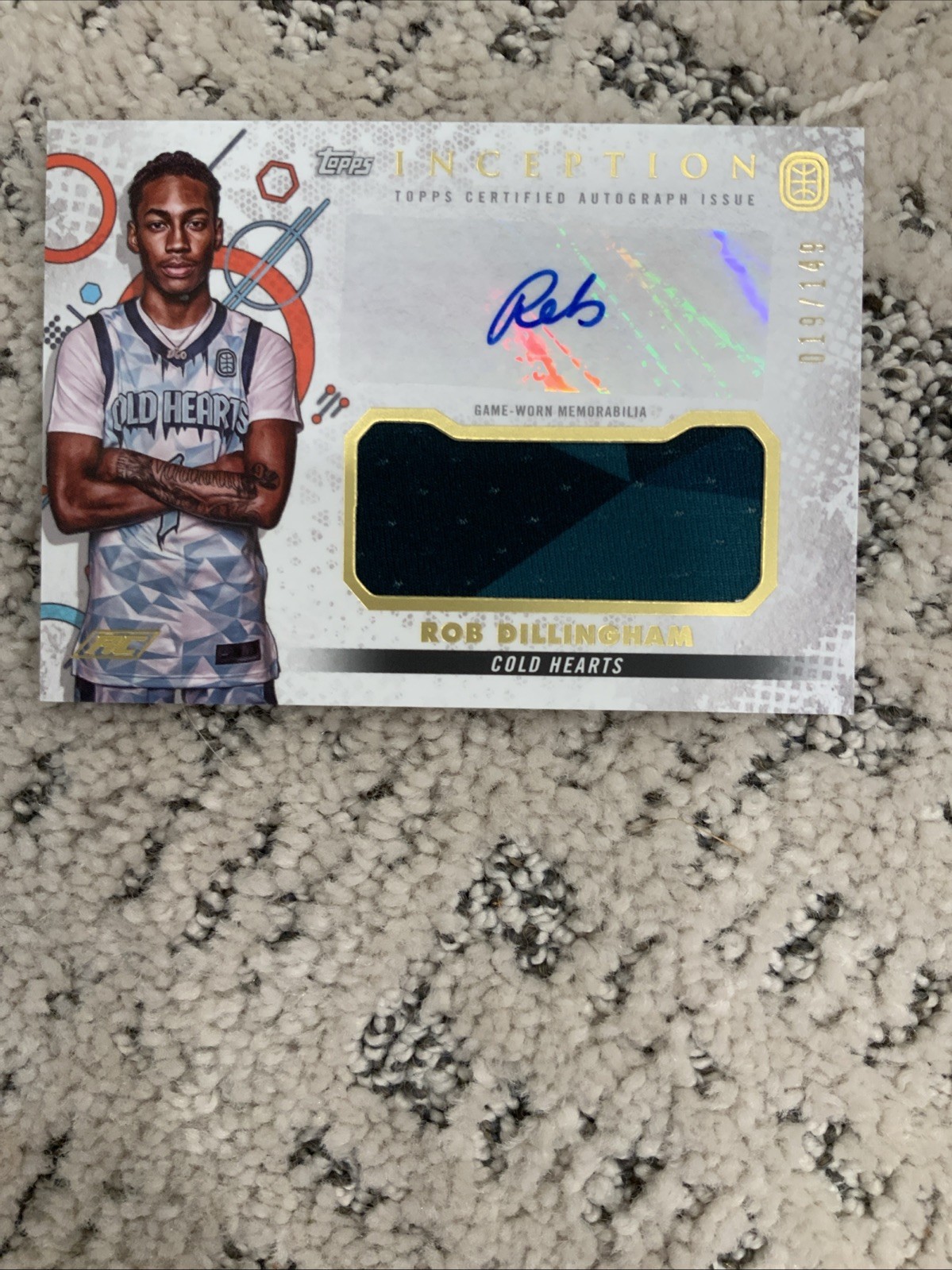 Topps Inception OTE Rob Dillingham RC Game Worn Patch Auto /149 RC IARC-RD3