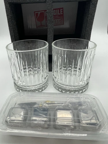 Whiskey Glass Gift Set - 2 Whiskey Glasses and Whiskey Stones with Tongs NEW