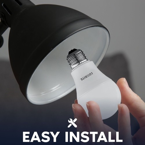 Luxrite A19 LED Light Bulb 8W=60W 3500K 800LM E26 Damp Rated ETL Listed 48-Pack - Picture 4 of 7