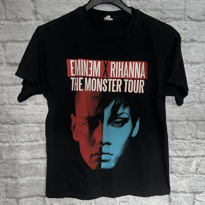 Eminem x Rihanna The Monster Tour 2014 Tee Black T-Shirt Double