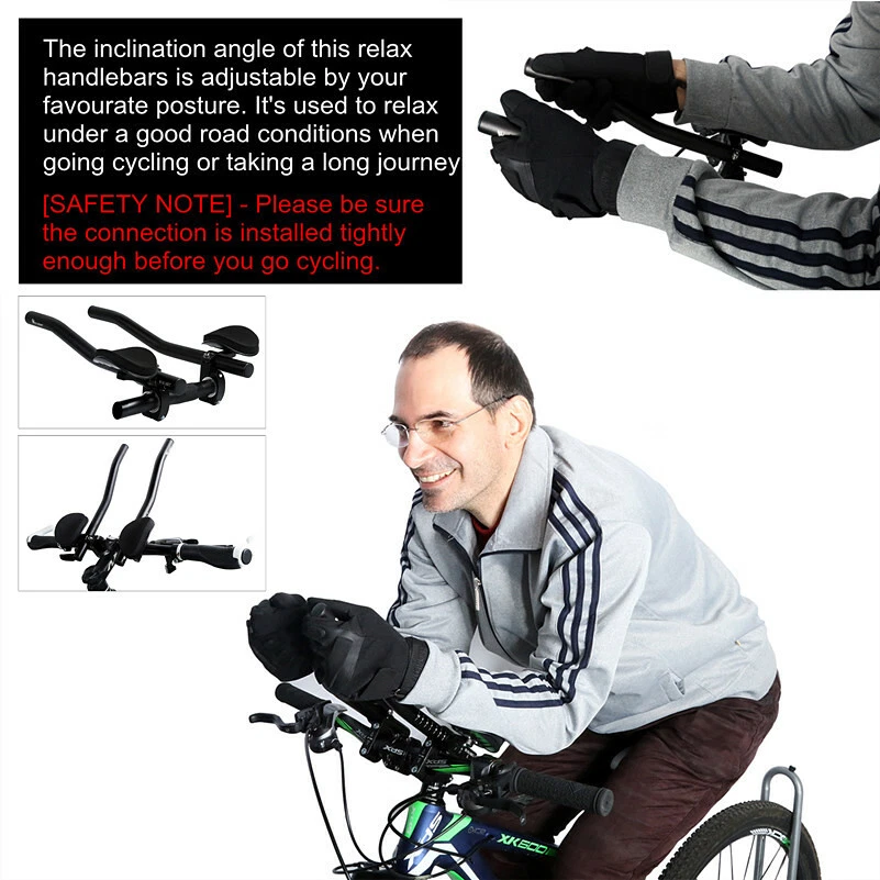 Clip de manillar de reposabiés de bicicleta en barras aerodinámicas de extensión de bicicleta de carretera para triatlón Foto 3 de 4