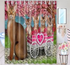Abyssinian Shower Curtain Personalized Hooks Many Cat Designs NWT