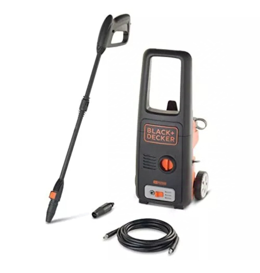 BLACK+DECKER BXPW1500PE Pressure Washer –120 Bar, Rotary Nozzle, 0.4L Foam – NEW