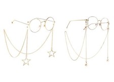 2PCS Pearl Star Pendant Eyeglass Chains Eyewear Strap Holder Reading Glasses ...