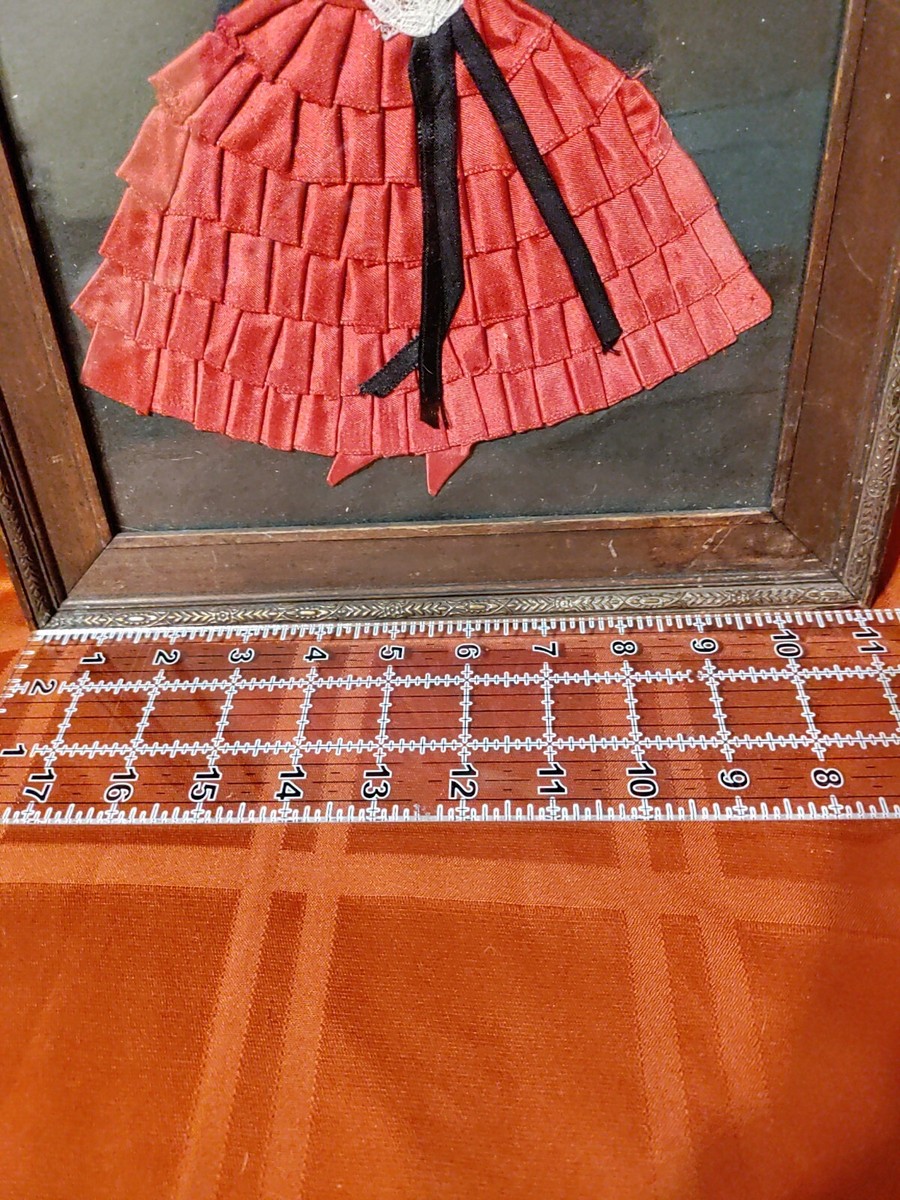 Ribbon, Vintage, Framed Under Glass Hand Made Lady-Ribbon/Fabric