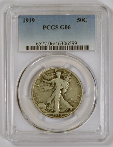 1919 Walking Liberty Half Dollar Graded G06 or Good 6 by PCGS