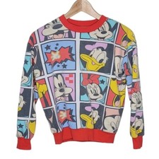 Mickey  Co. Disney Color Block Squares Retro Sweatshirt Women's Size XXS 3065