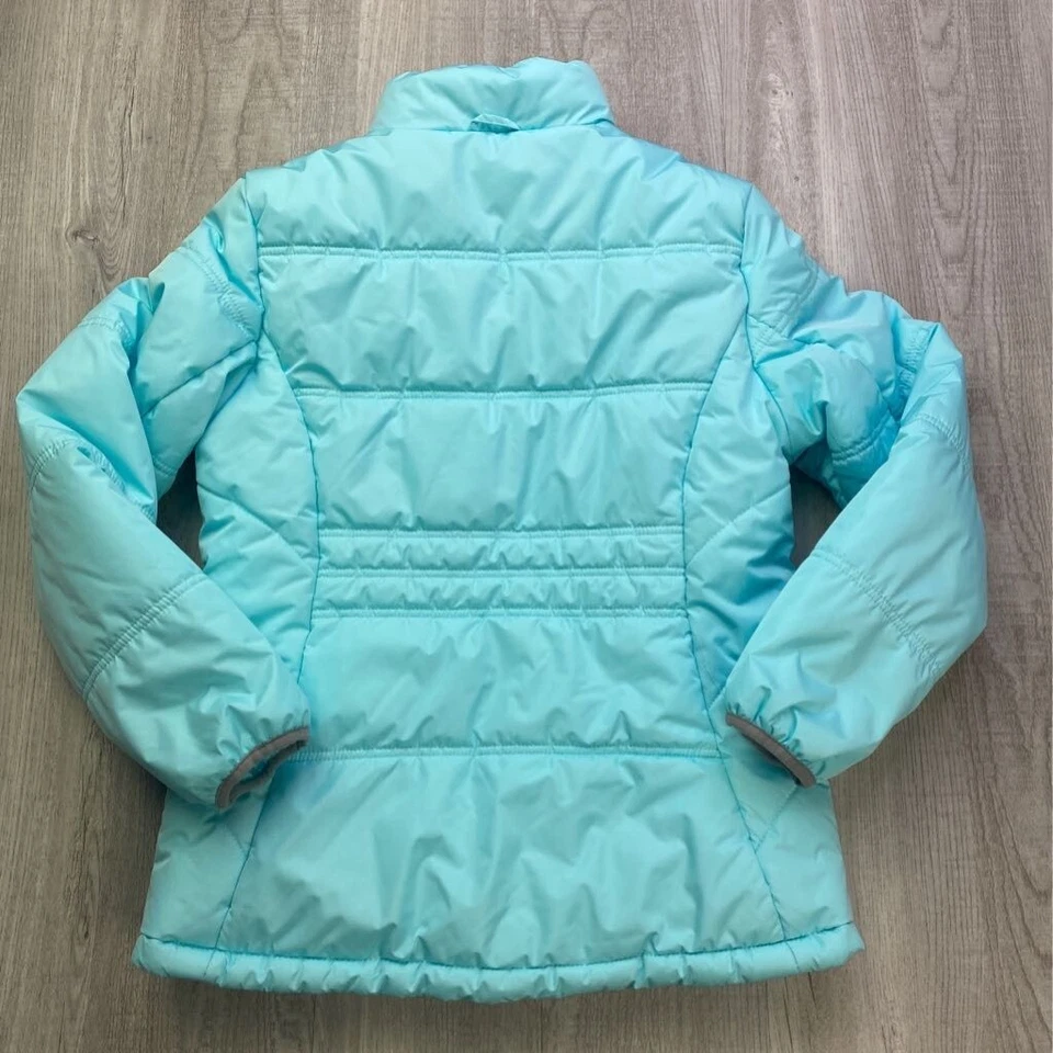 Chaqueta acolchada Gerry Girls azul de longitud media forrada con cremallera bolsillos en el cuello falso L 14/16 Foto 3 de 4