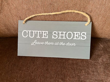 Cute Shoes Leave Them At The Door Sign 7”x 3.5” Jute Hanging Cord MDF NEW!