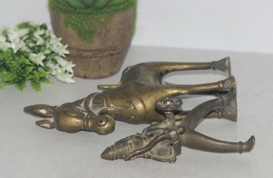 Jinete de caballo/estatua/figura de guerrero fundido de cera de latón de 1940, rica pátina 10122 Foto 2 de 4