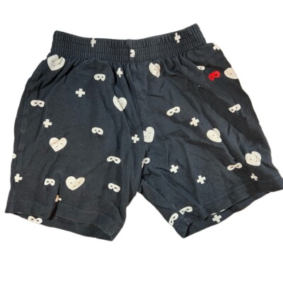Beau Loves Kids Shorts Size 4-5Y Black Hero Mask Heart Print 100% Cotton