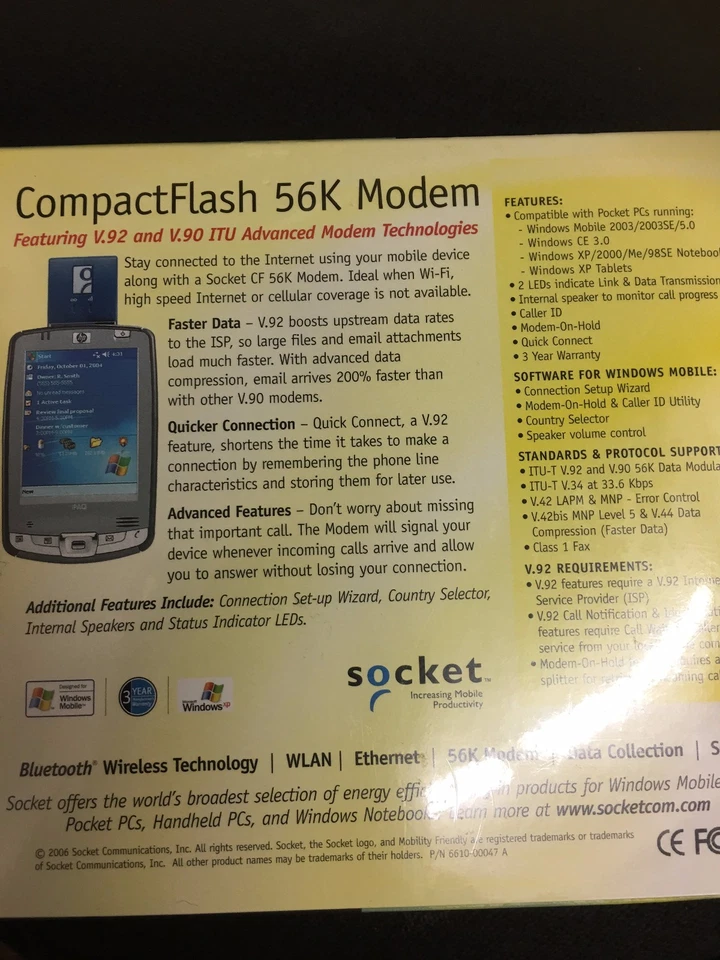 Socket M07007-693 CompactFlash 56k Modem ~ Usedhandhelds - Image 2 of 4