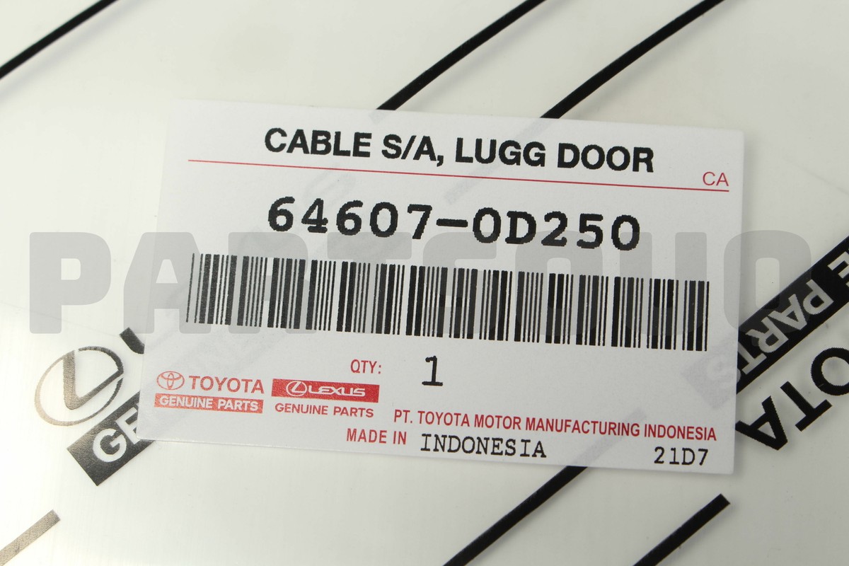 646070D250 Genuine Toyota CABLE SUB-ASSY, LUGGAGE DOOR LOCK