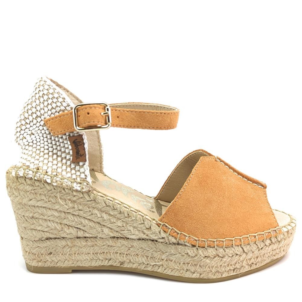 ELEGANTE SANDALIA CUÑA YUTE MUJER VIDORRETA TILO 35800 NUBUCK NARANJA