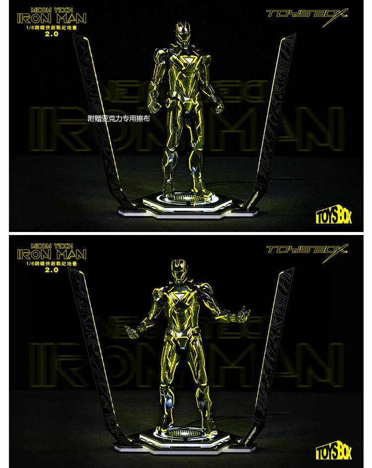 CAJA DE JUGUETES 1/6 Iron Man tecnología de neón 2.0 figura plataforma de exhibición máquina de guerra modelo Foto 4 de 4