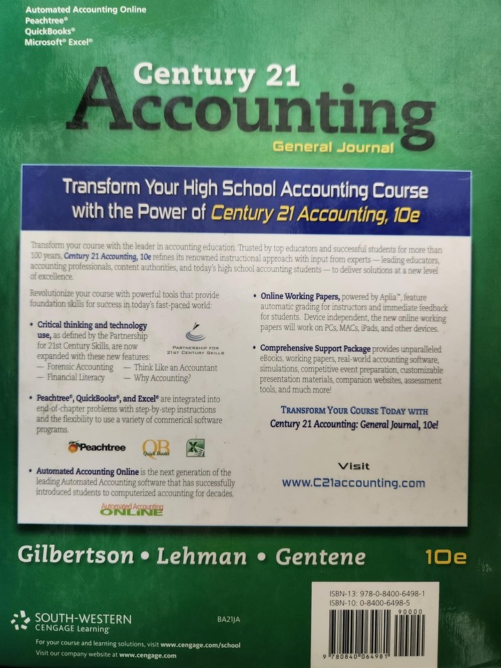 Century 21 Accounting General Journal (USED) 9780840064981 eBay