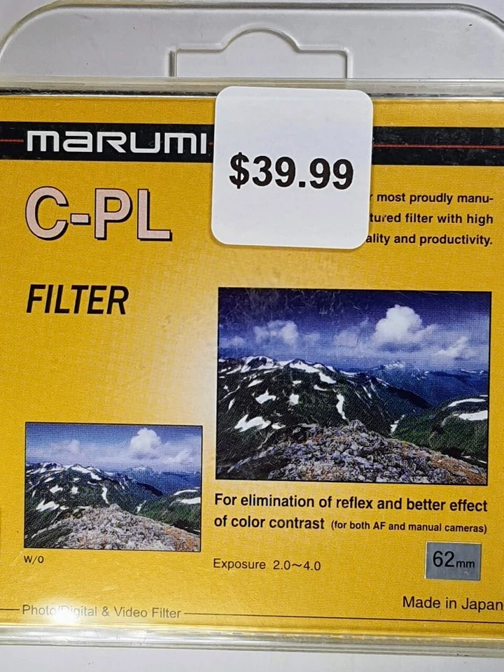 Marumi 62mm Circular Polarizer CPL Glass Lens Filter Japan P-CL 62 mm E-62 E62 - Image 2 of 4