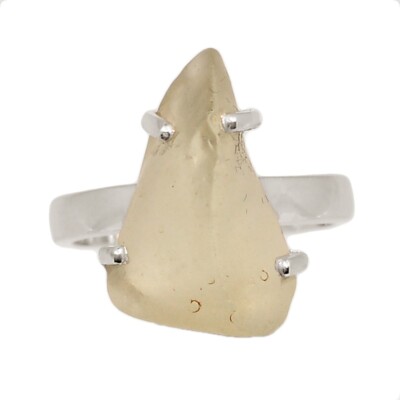 Natural Libyan Desert Glass (Tektite) 925 Silver Ring Jewelry s.6 CR73137
