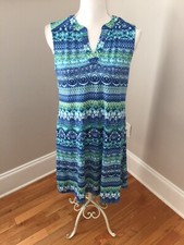 ND New Directions Dress Size PSmall Blue Sleeveless Shift Stretch Knit Casual