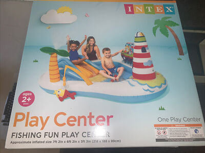 Intex Outdoor Inflatable Kiddie Pool Play Center with Water Slide 7ft x 6ft x 3f