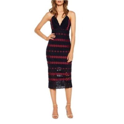 bardot lace midi crochet dress Chi Chi London Women's Bardot Lace Midi Crochet Dress in Blue 10
