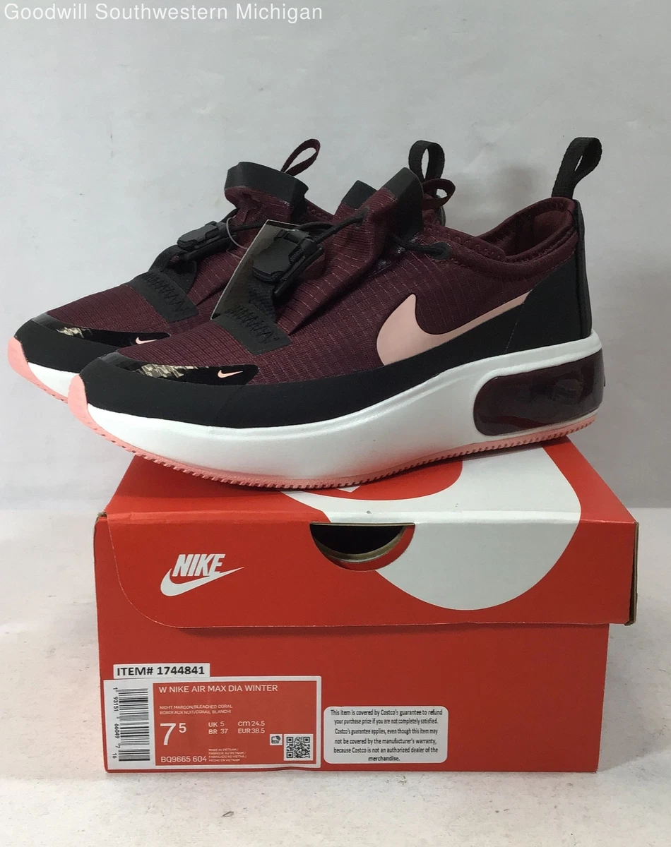 Nike Women s Air Max Dia Winter Sneakers Night Maroon Coral Black 7.5 NEW