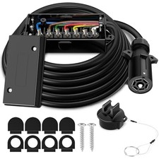 8Ft 7 Way Trailer Plug with Junction Box, 7 Pin Trailer Wiring Harness with