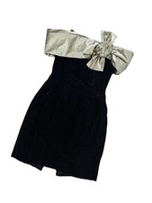 VINTAGE JESSICA MCCLINTOCK  Gunne Sax Dress Black Gold Strapless Prom 80s 9/10